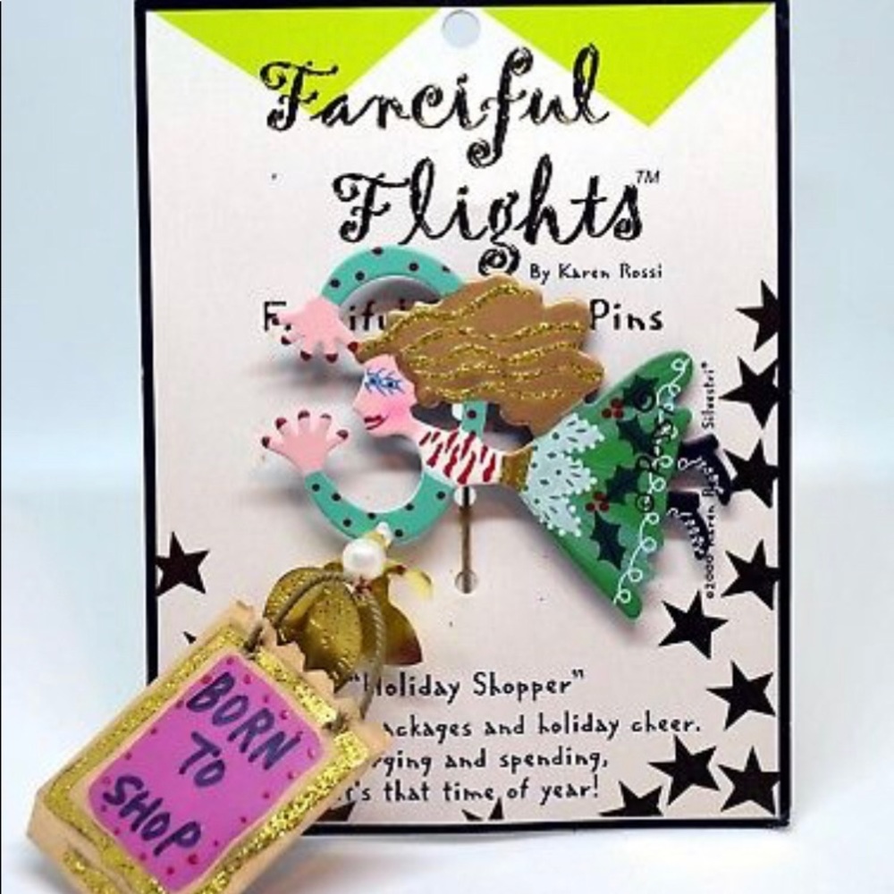 Fanciful Flight Holiday Shopper pin by Karen Rossi
